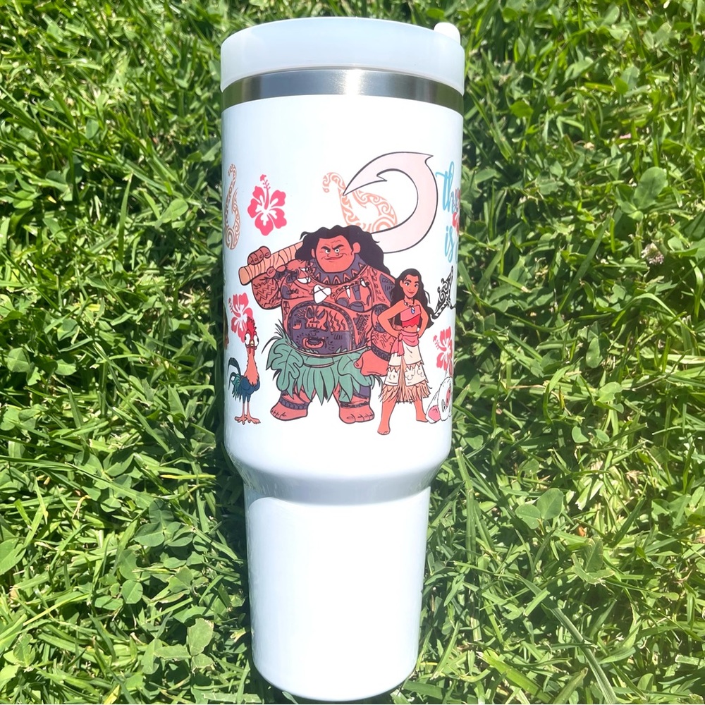Custom 40 oz Tumbler Walt Disney Moana Maui Heihei Pig Pua Brand new dou… - Picture 6 of 8